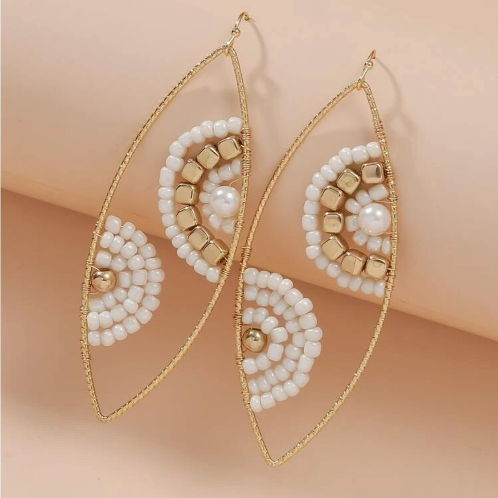 Long Hollow-Out Beaded Earrings BRAND NEW - Picture 4 of 5